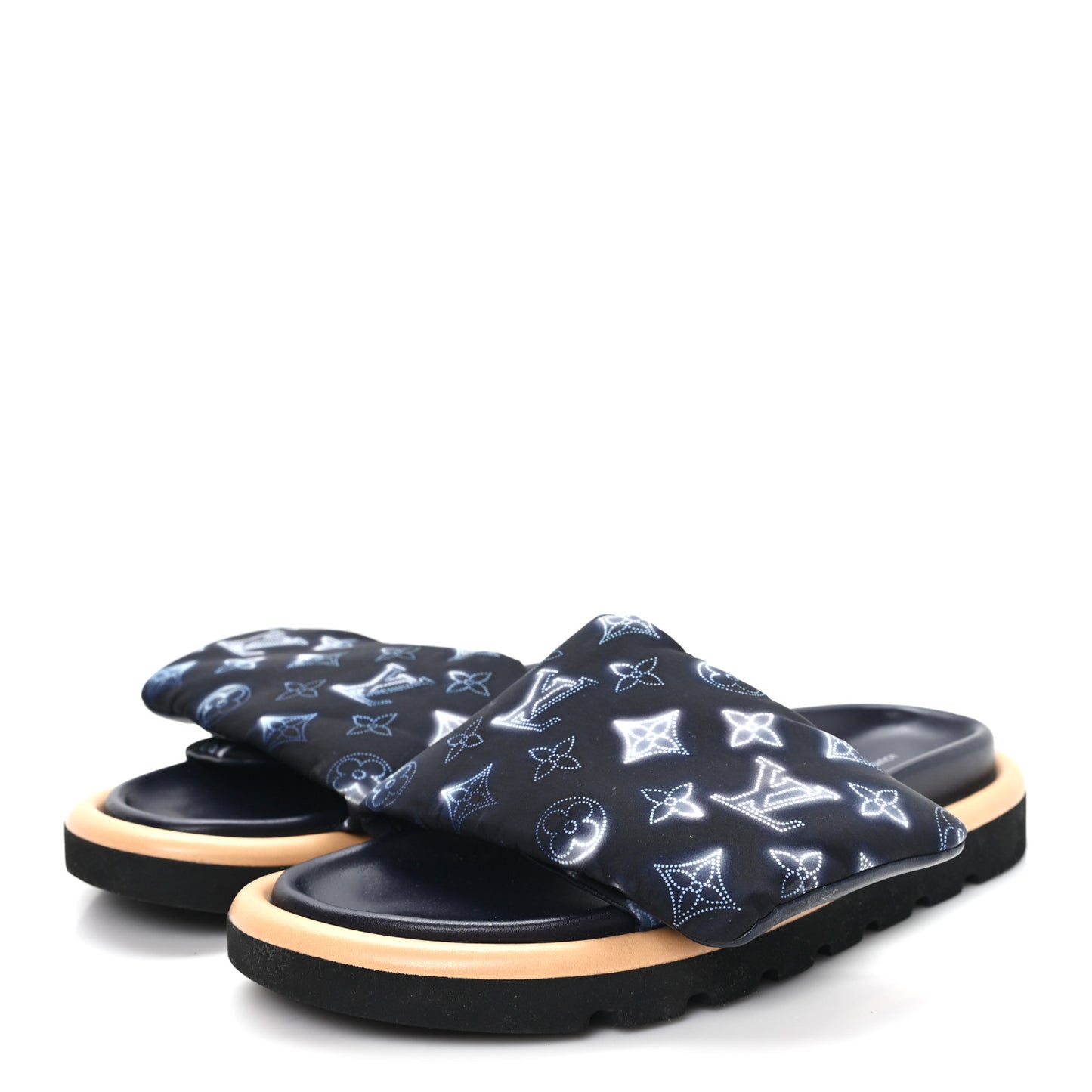 Nylon Monogram Womens Pool Pillow Comfort Mules 39 Navy Blue