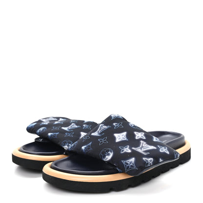 Louis Vuitton Nylon Monogram Womens Pool Pillow Comfort Mules 39 Navy Blue 4 of 9
