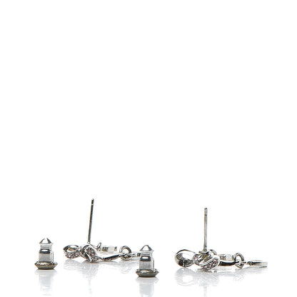 Christian Dior Crystal Bow Earrings Silver Pink 3 of 5