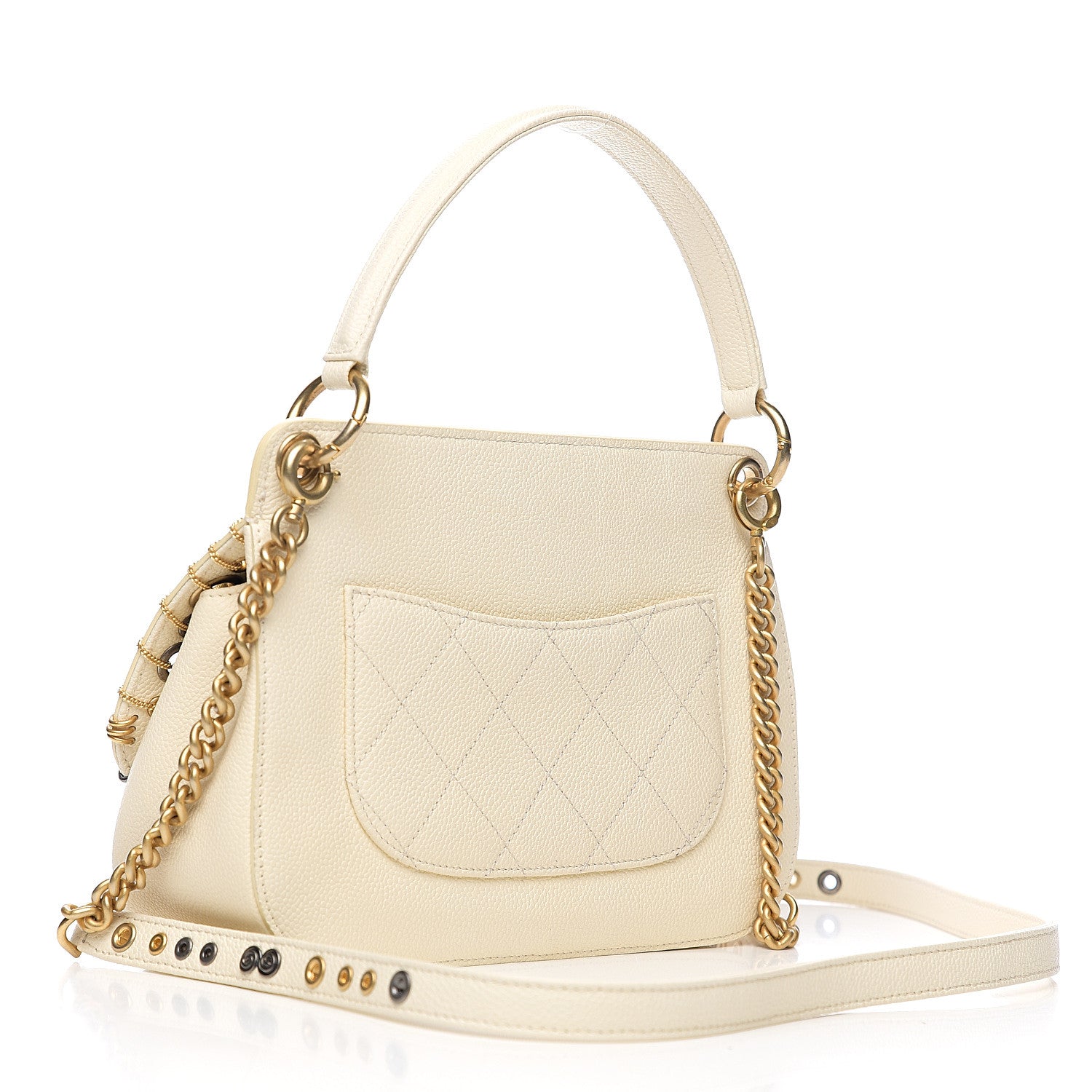 Chanel Caviar Quilted Grommet Embellished Small Piercing Chic Flap Bag Ivory 2 of 9