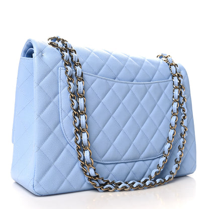 Chanel Caviar Quilted Maxi Double Flap Light Blue 3 of 11