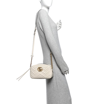 Gucci Calfskin Matelasse Small GG Marmont Chain Shoulder Bag  White 2 of 11