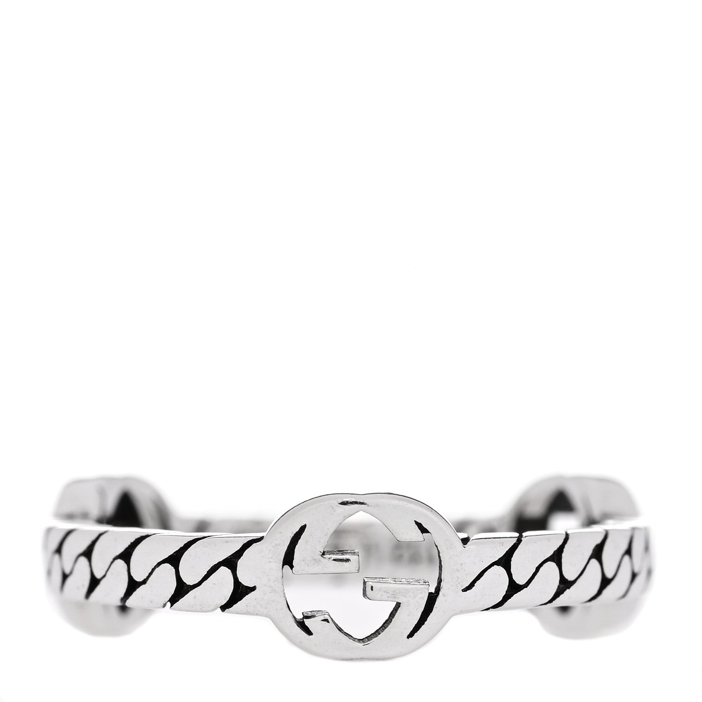 Sterling Silver Interlocking G Chain Ring 52 6