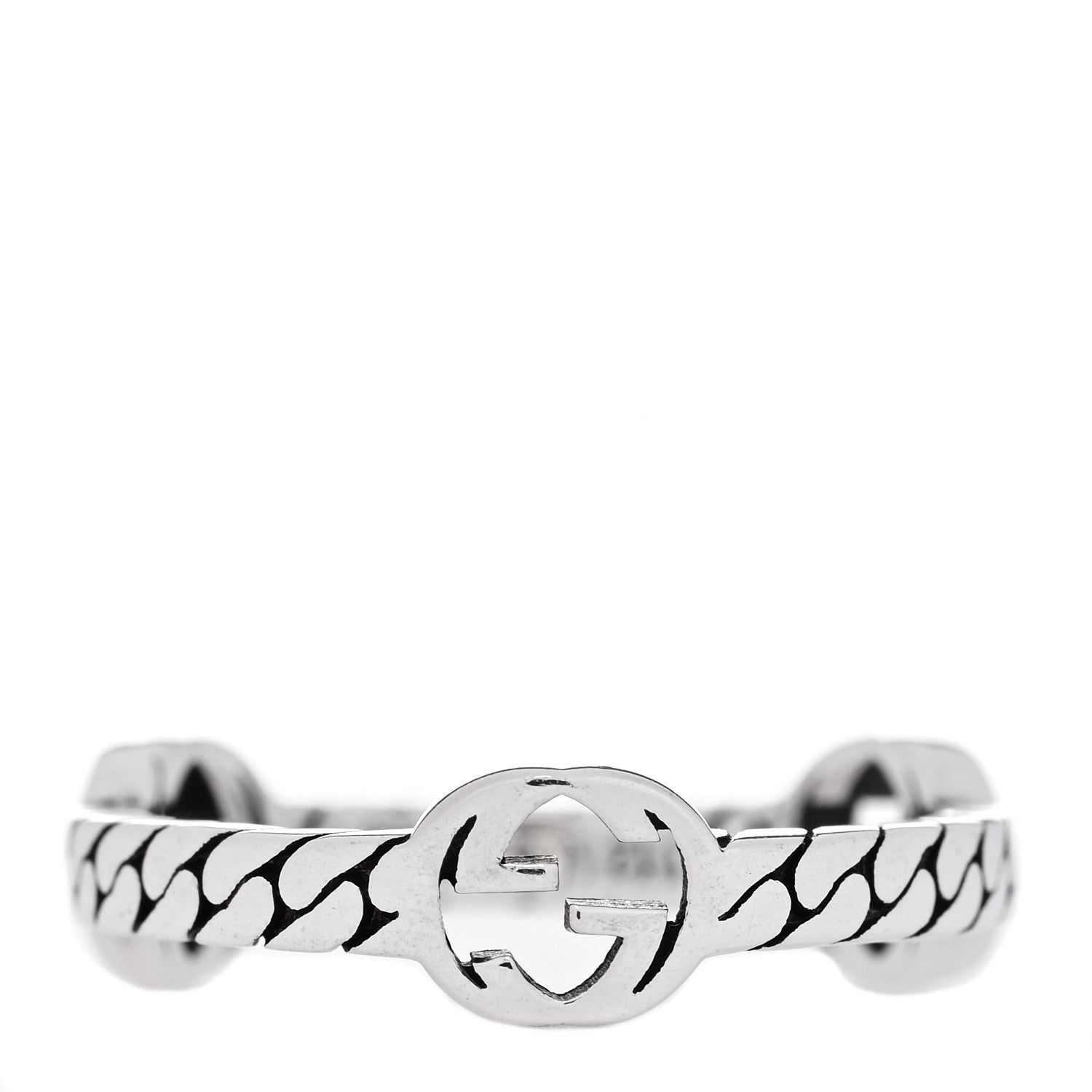 Gucci Sterling Silver Interlocking G Chain Ring 52 6 1 of 5