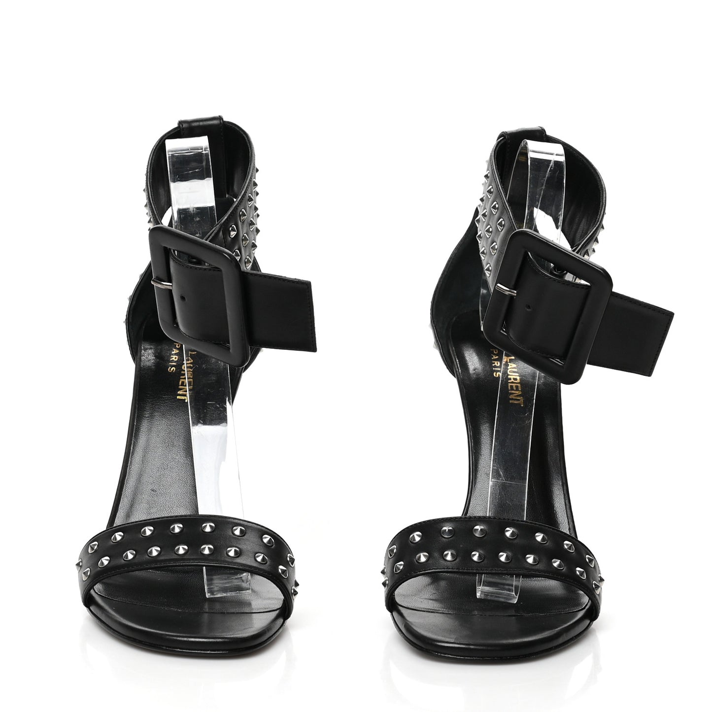 Calfskin Studded Jane 105 Ankle Strap Sandals 41 Black