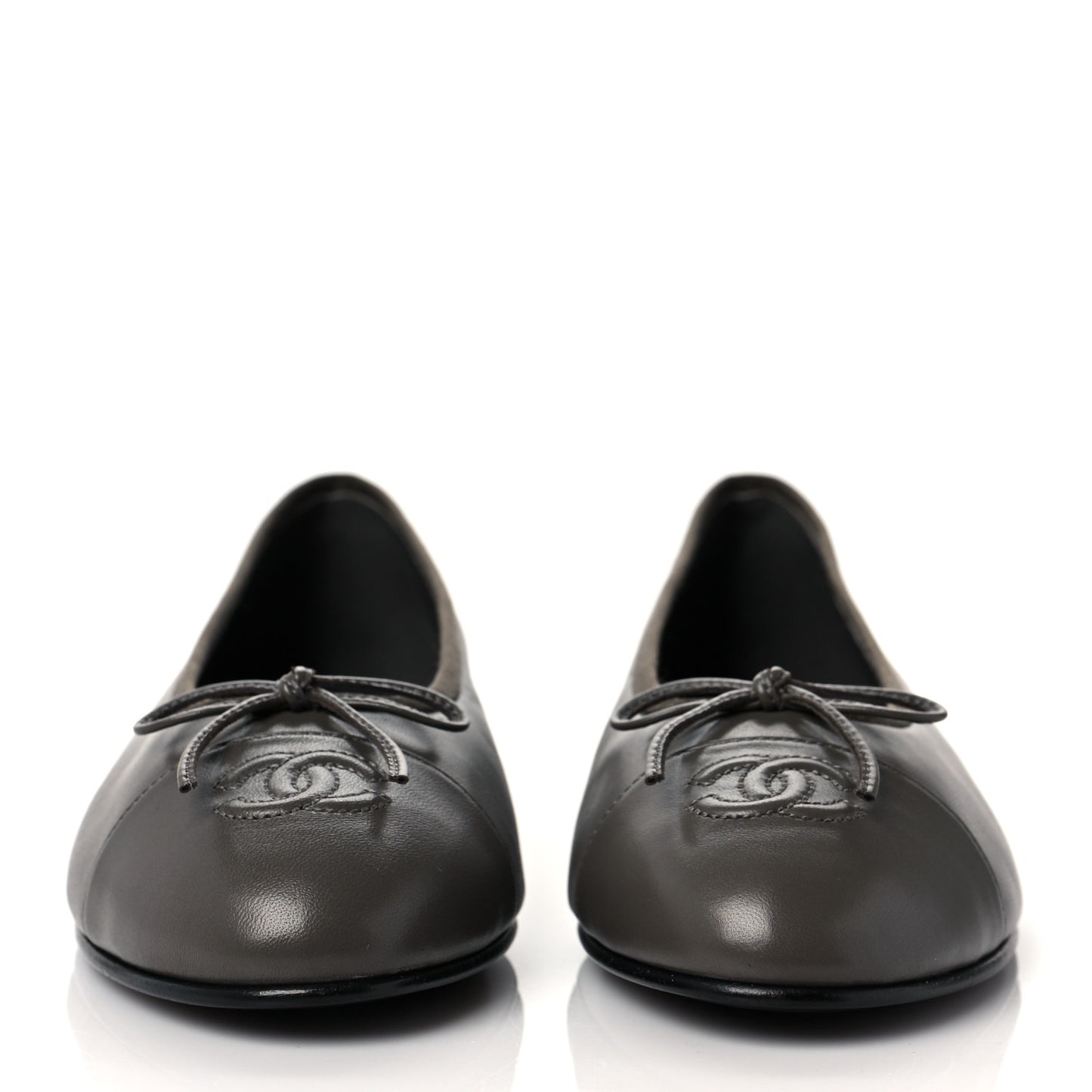 Lambskin Cap Toe CC Ballerina Flats 40 Dark Grey