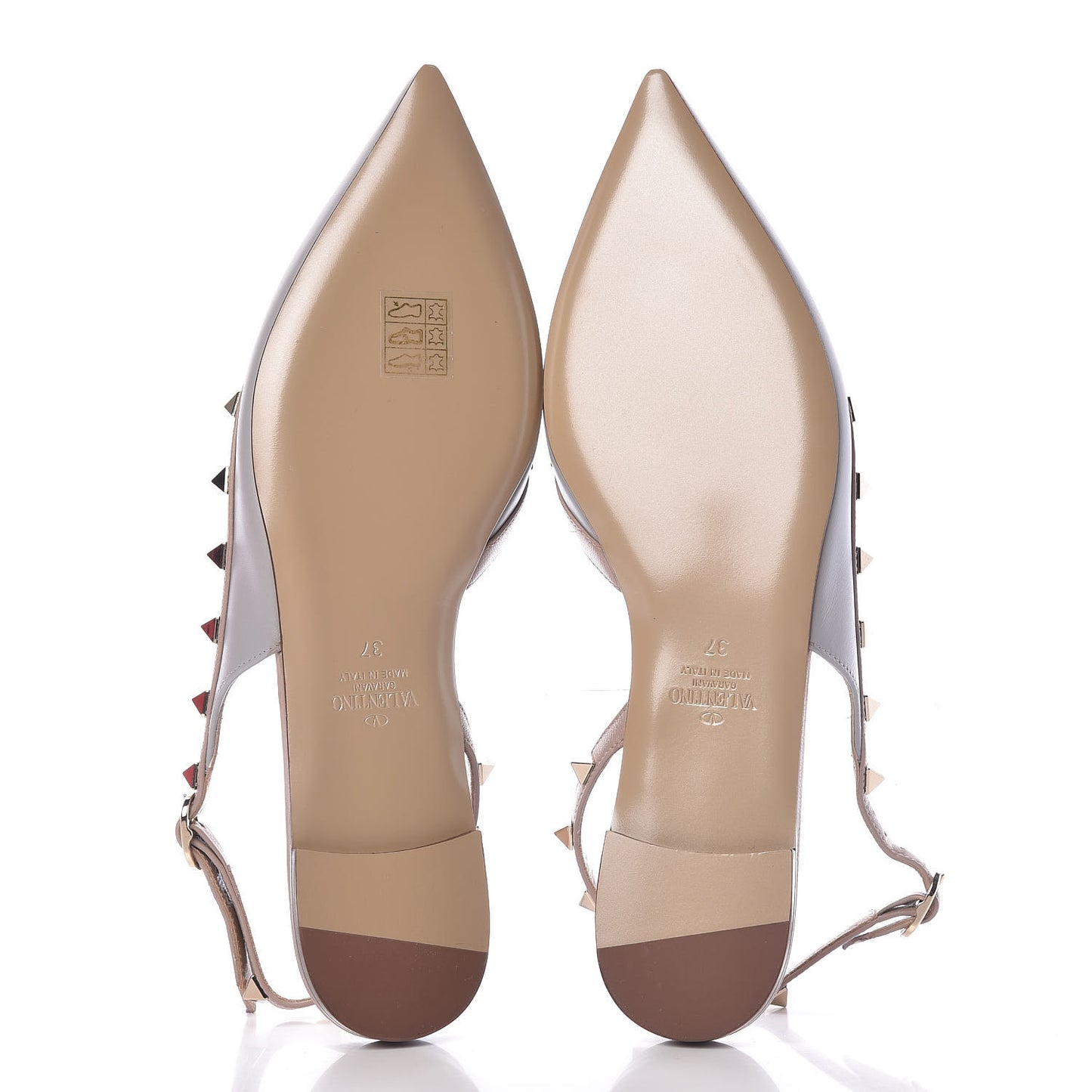 Nappa Rockstud Slingback Flats 37 Pastel Grey Poudre