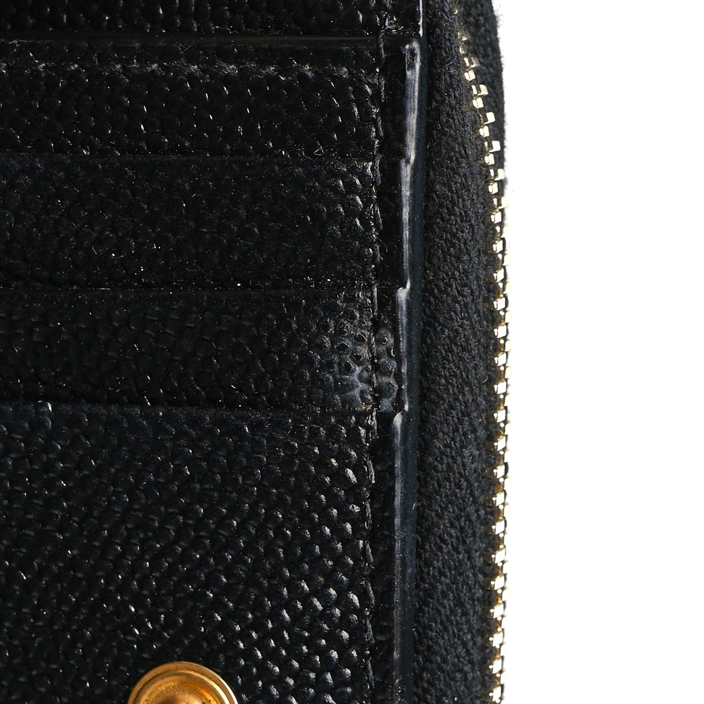 Grain De Poudre Matelasse Chevron Monogram Compact Zip Around Wallet Black