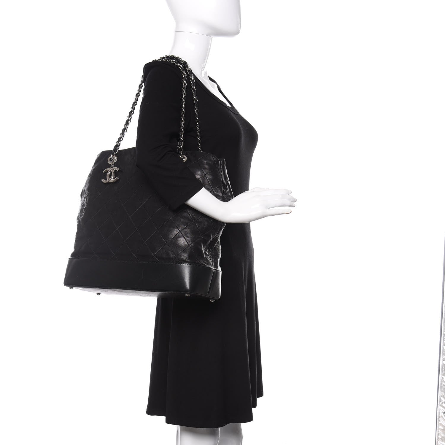 Chanel Calfskin Stitched Large VIP Shopping Tote Black 2 of 13