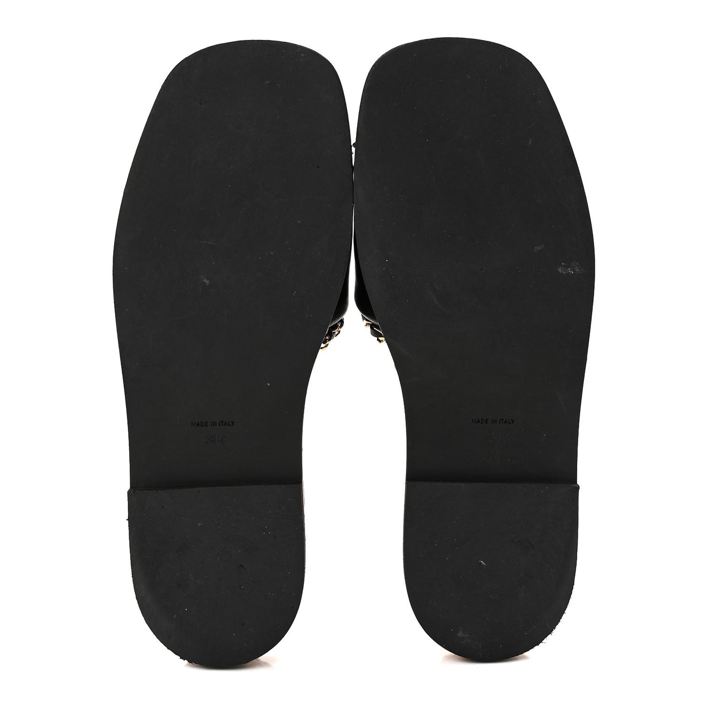 Lambskin Chain Cork Slide Sandals 38 Black