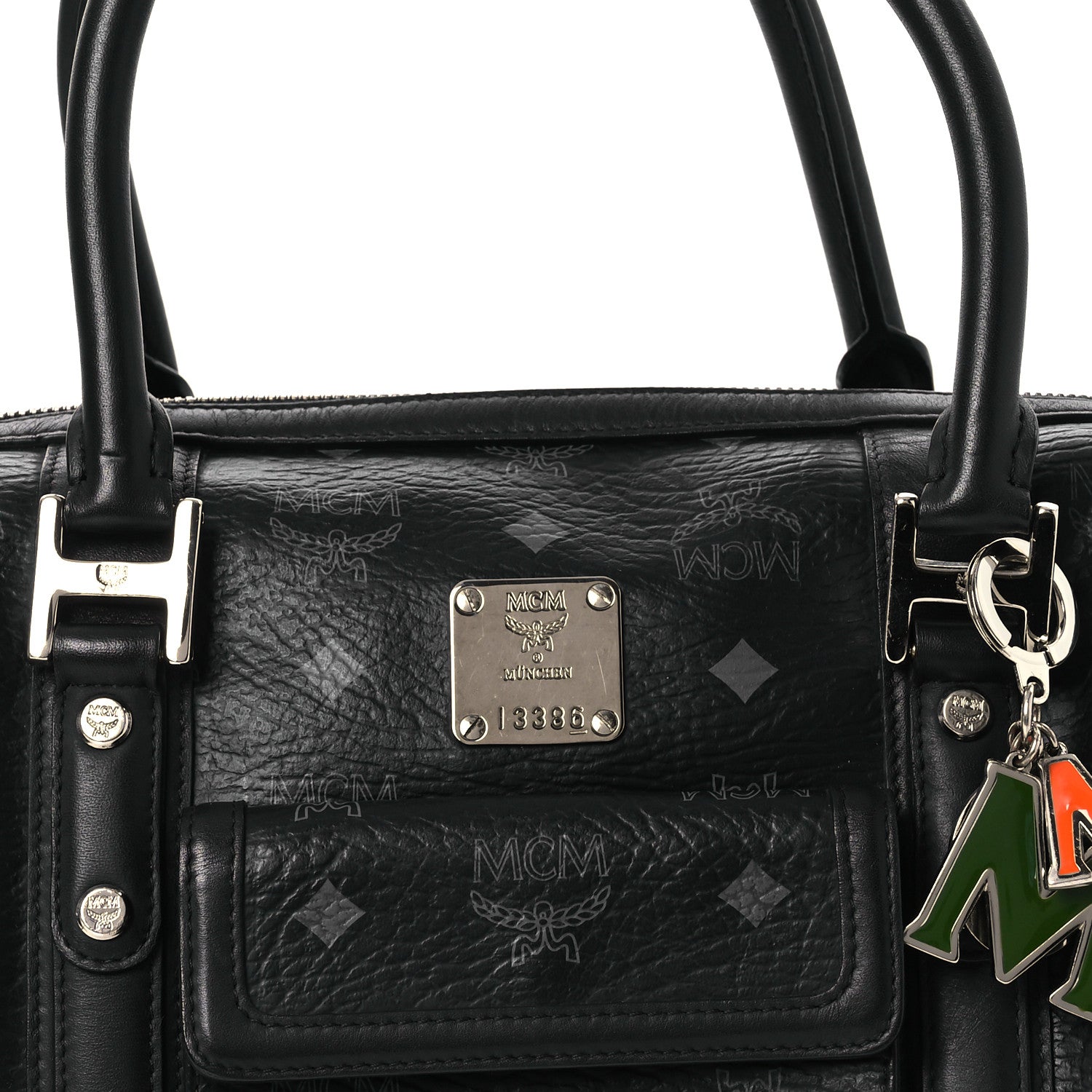 MCM Visetos Small Boston Bag Black 9 of 14