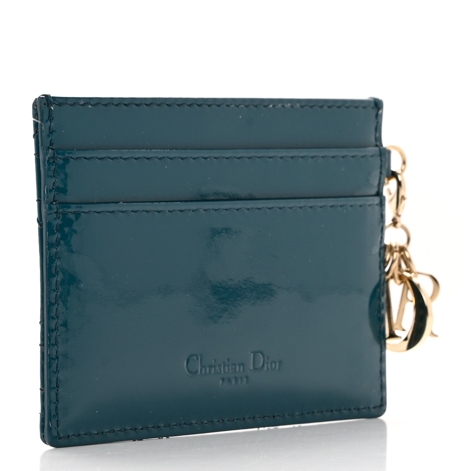 Christian Dior Patent Cannage Lady Dior Card Holder Turquoise 3 of 6