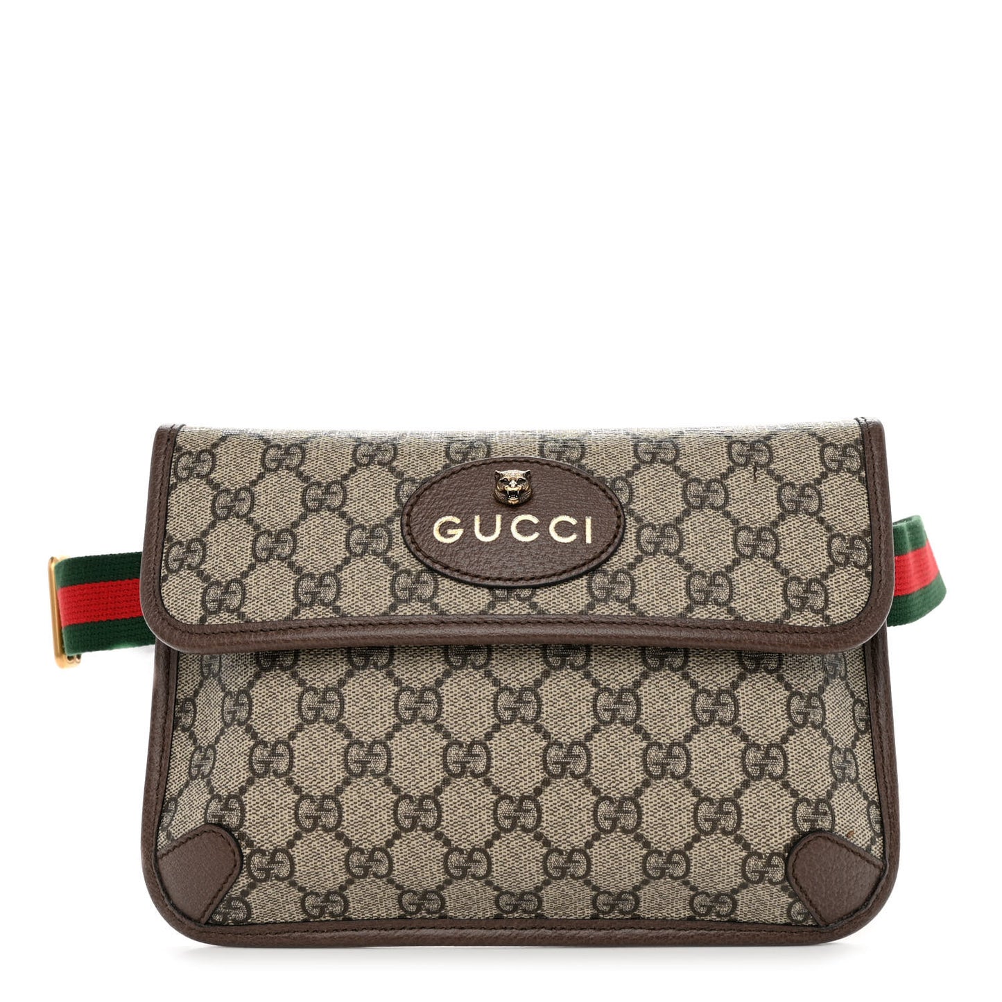 GG Supreme Monogram Neo Vintage Web Belt Bag Brown