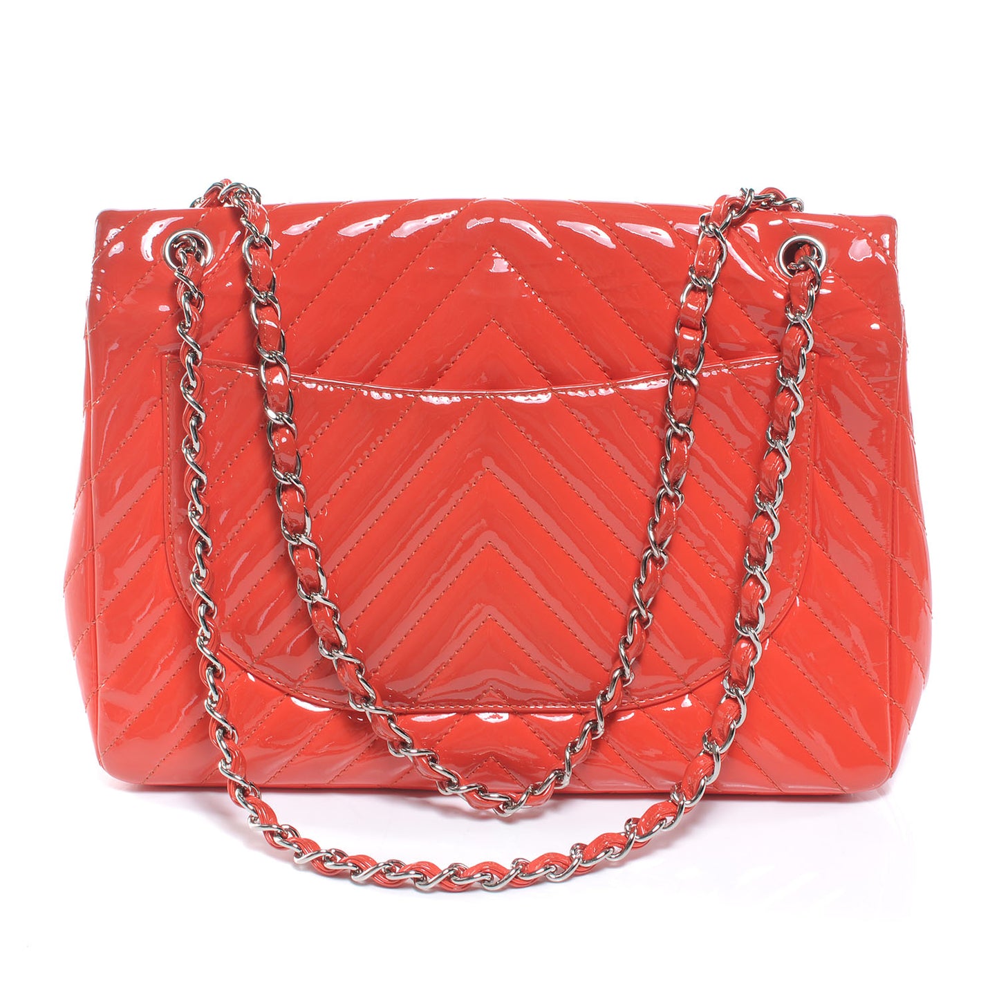 Patent Chevron Maxi Single Flap Persimmon