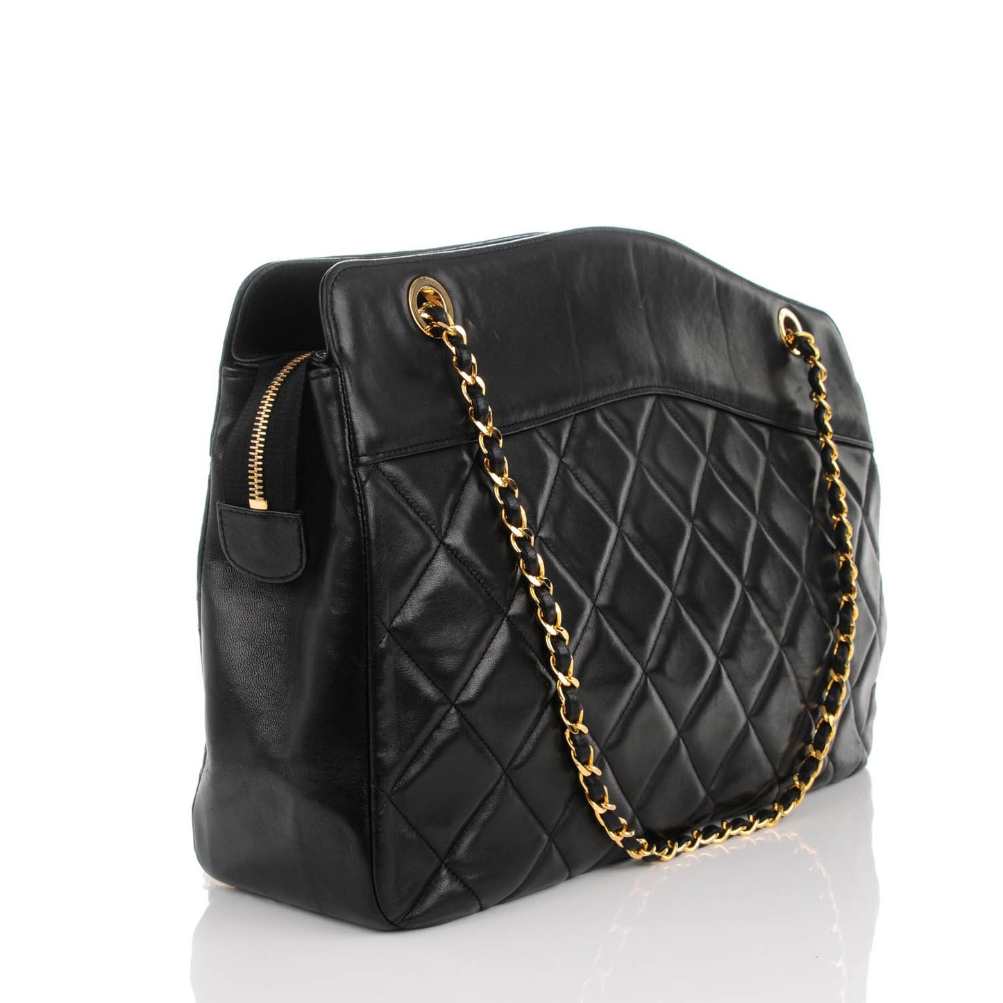 Lambskin Quilted Shoulder Bag Black