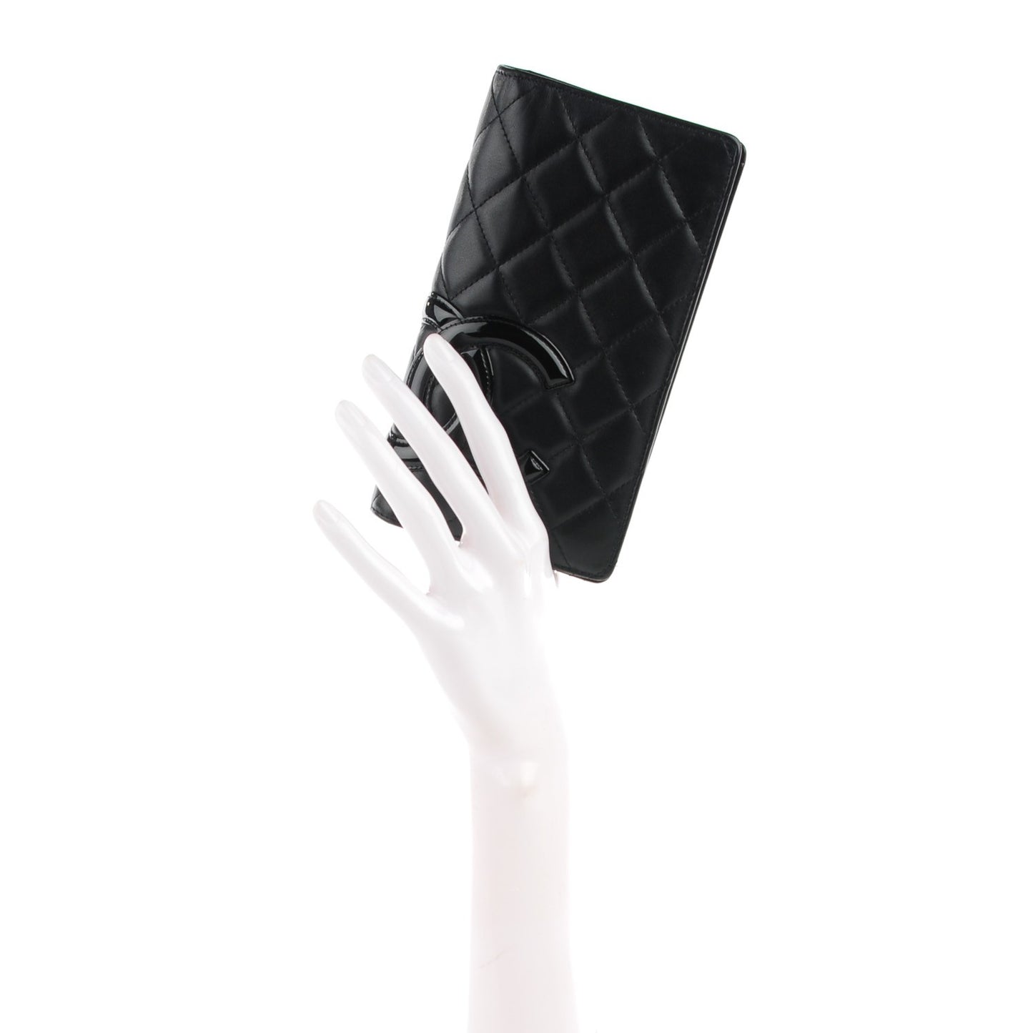 Calfskin Quilted Cambon Yen Wallet Black
