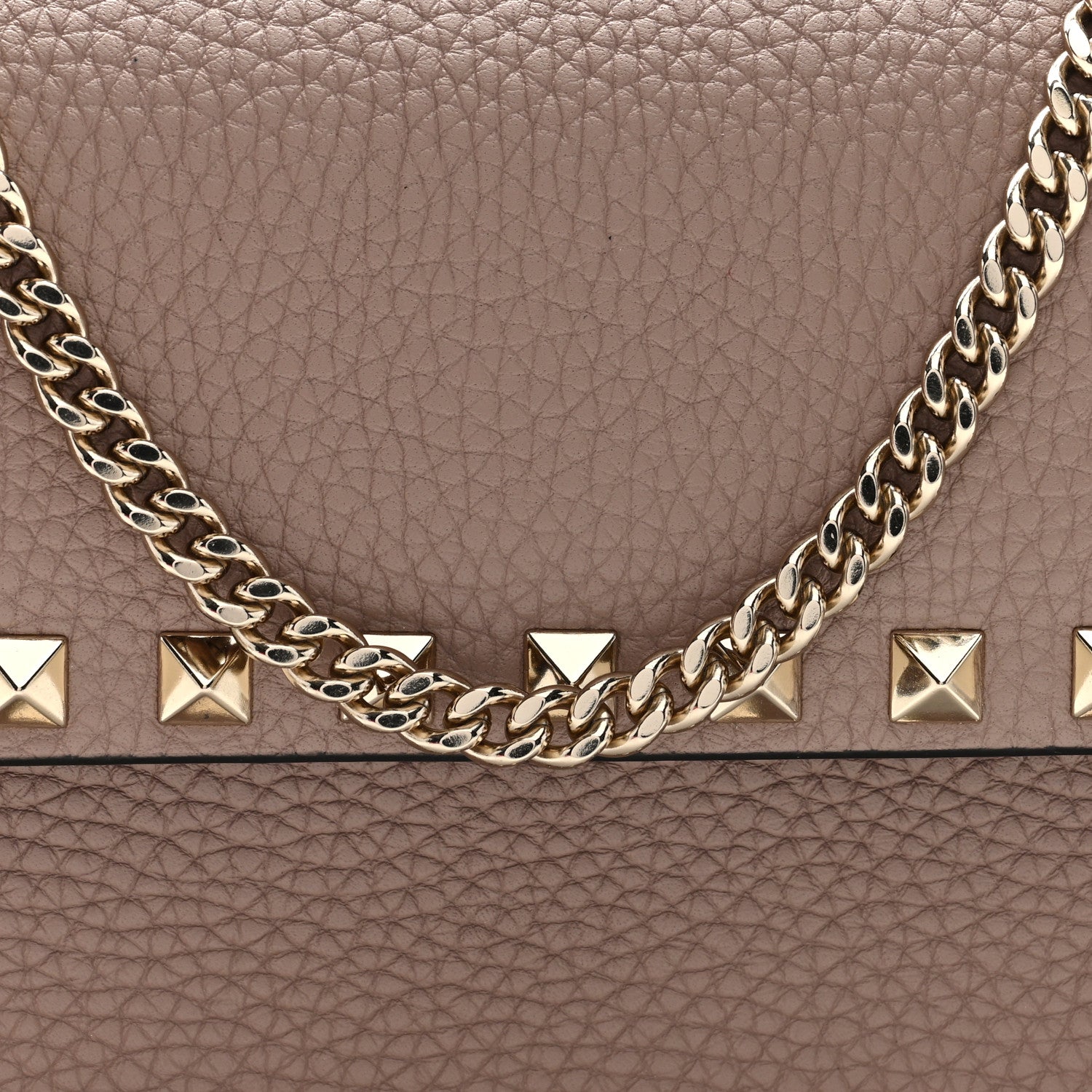 Valentino Garavani Pebbled Calfskin Rockstud Flap Wallet On Chain Poudre 7 of 10