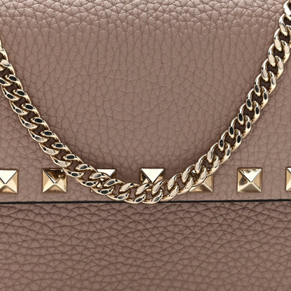 Valentino Garavani Pebbled Calfskin Rockstud Flap Wallet On Chain Poudre 7 of 10