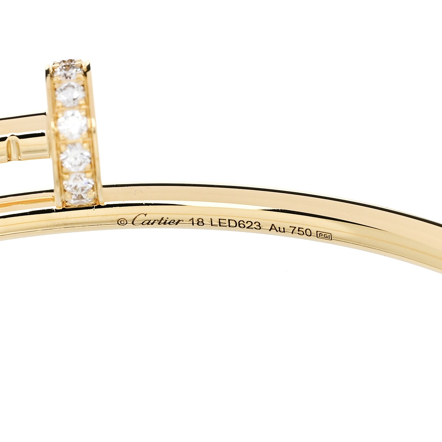 Cartier 18K Yellow Gold Diamond Small Juste Un Clou Bracelet 18 4 of 5