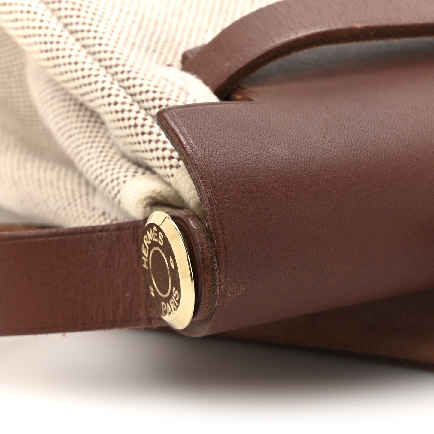 Toile Vache Calfskin Herbag 30 PM Havane