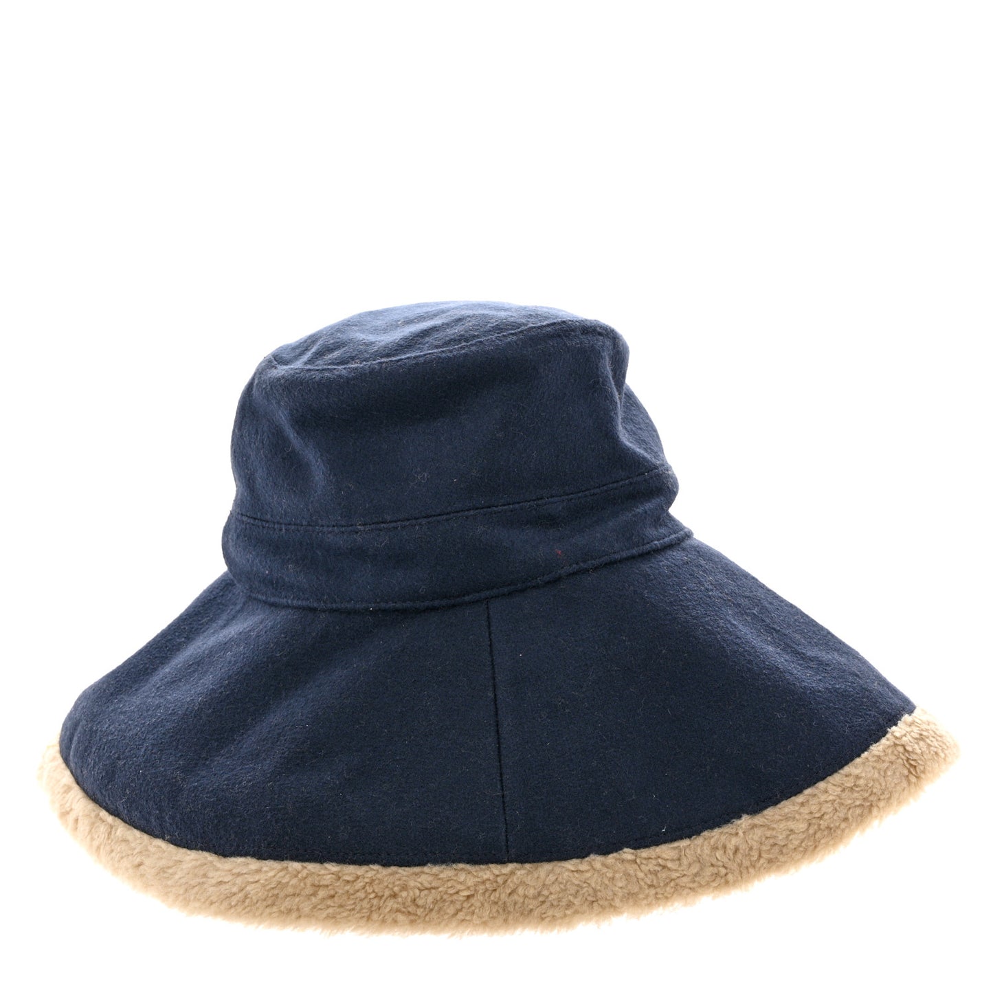 GUCC Wool Shearling Hat S Blue Beige