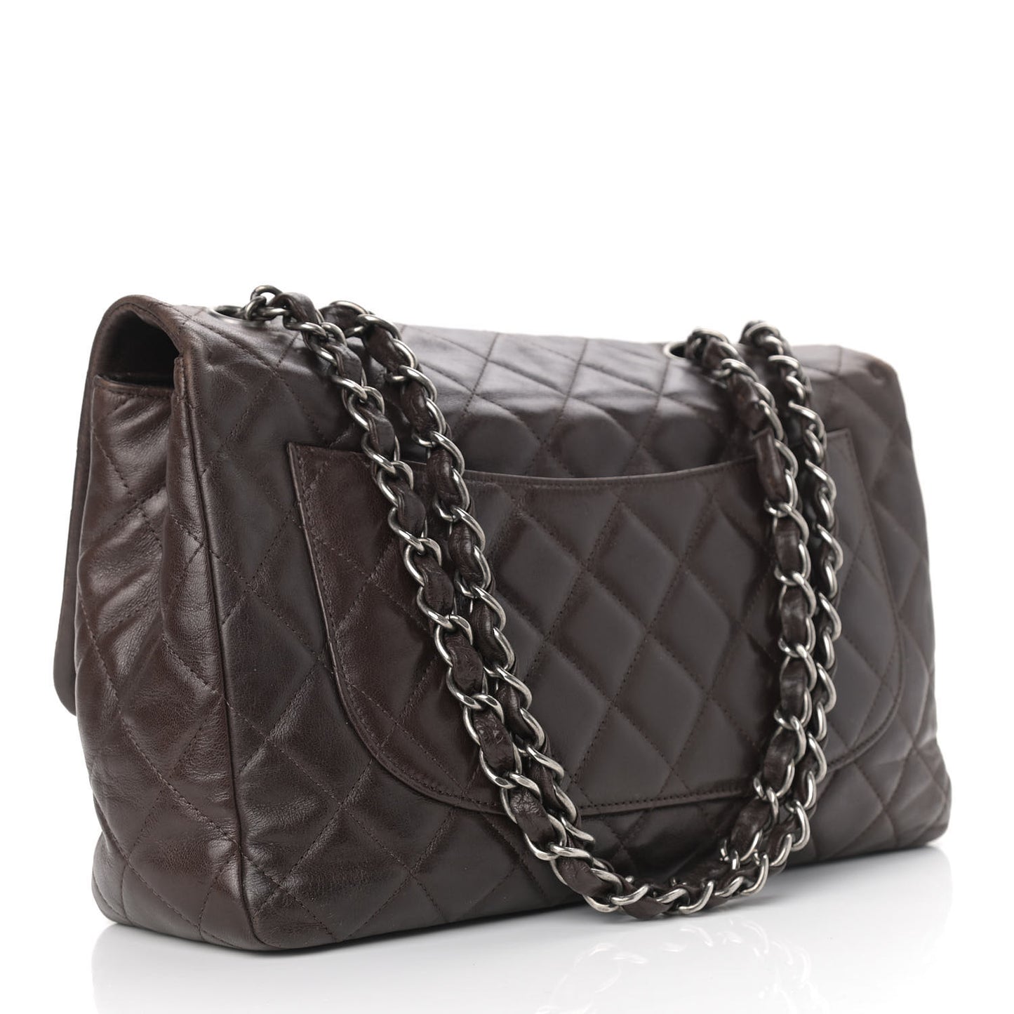 Washed Lambskin Quilted Jumbo Hybrid Reissue Flap Dark Brown