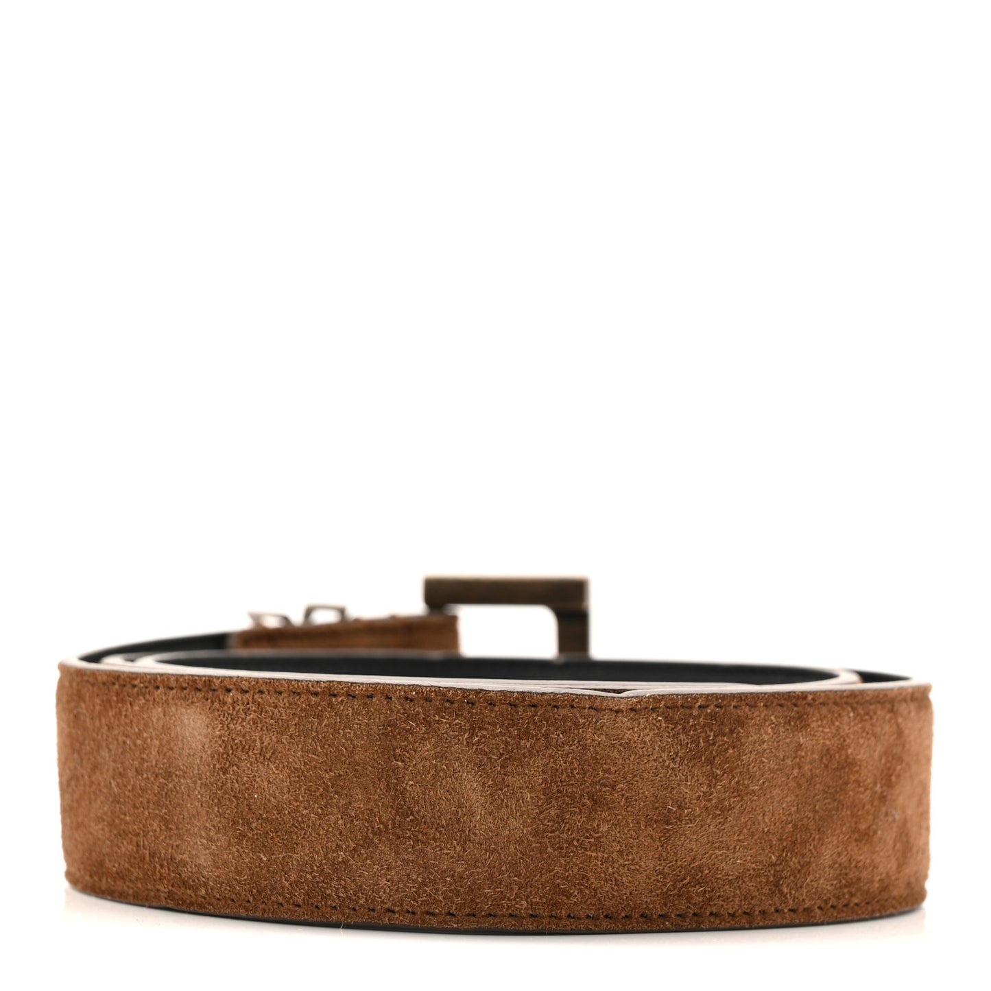 Suede Monogram Square Buckle Belt 80 32 Tan Bronze