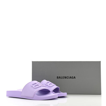 Balenciaga Rubber BB Womens Pool Slide Sandals 38 Lilac 8 of 8