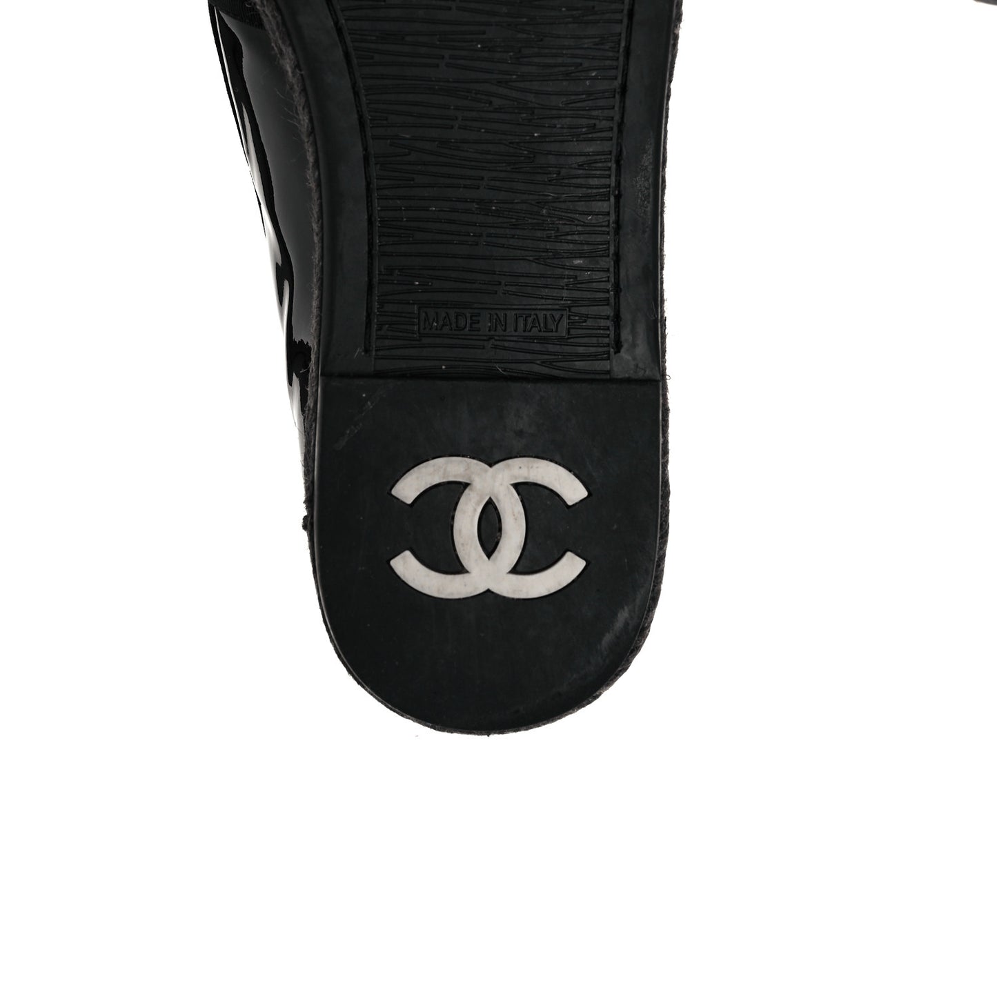 Patent Calfskin CC Mocassin Loafer Espadrilles 39 Black