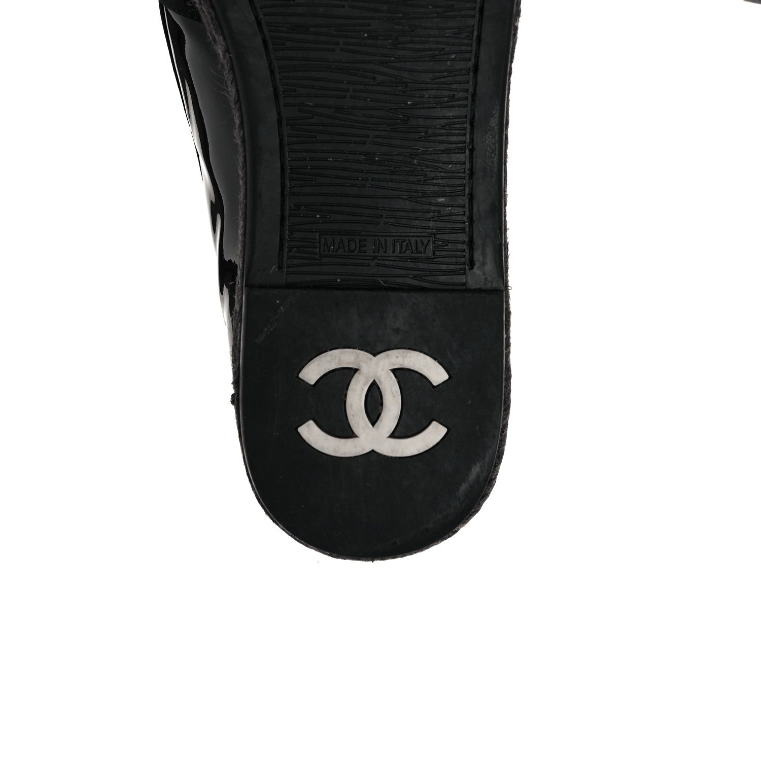 Chanel Patent Calfskin CC Mocassin Loafer Espadrilles 39 Black 6 of 9