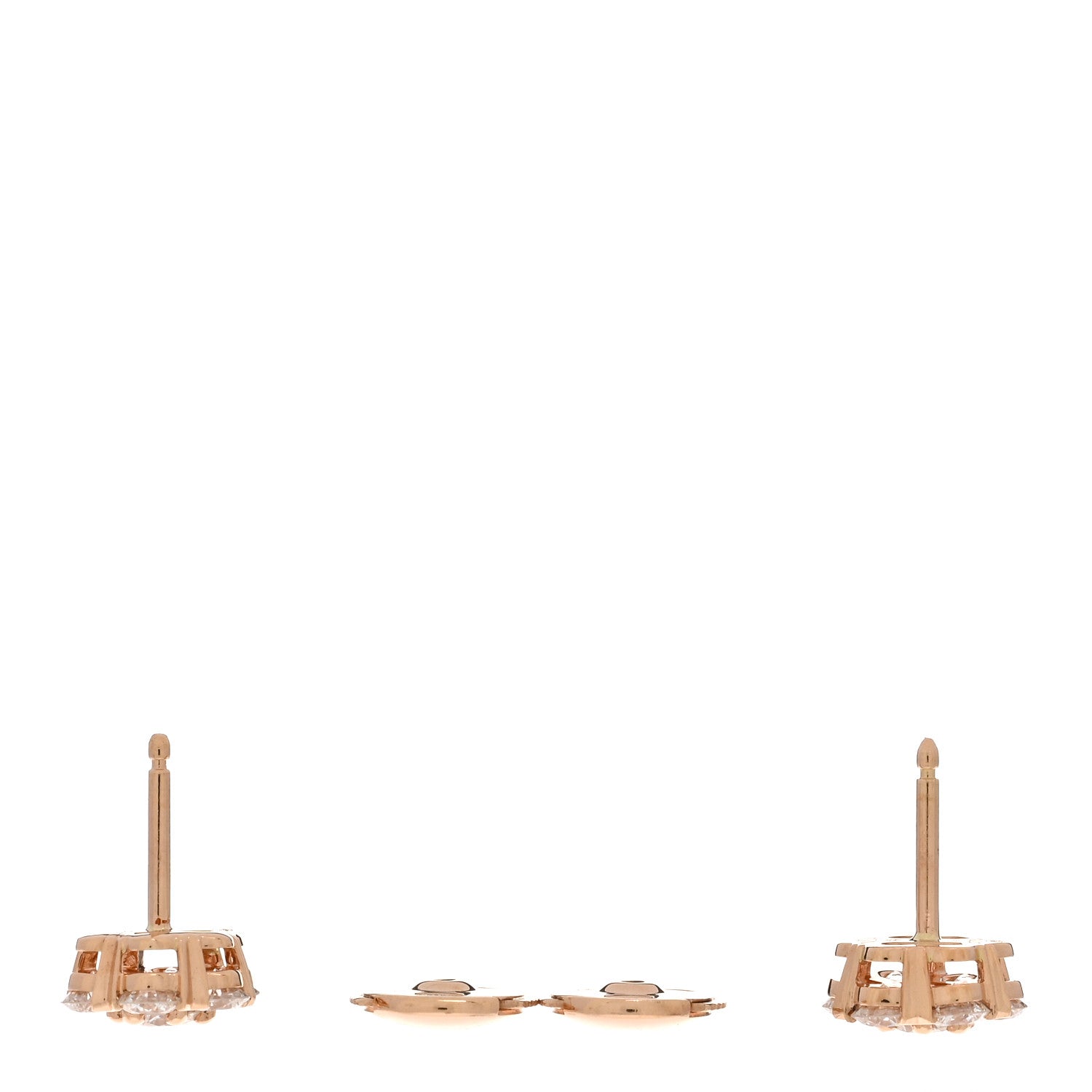 Van Cleef & Arpels 18K Rose Gold Diamond Fleurette Earrings 3 of 5