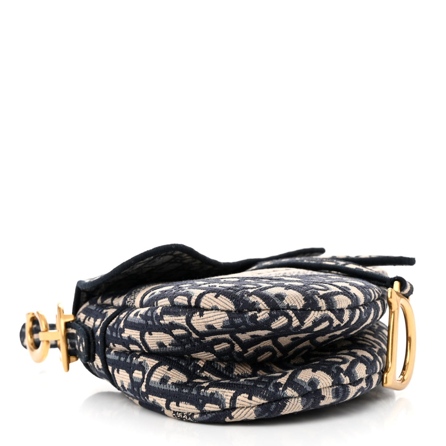 Oblique Embroidered Saddle Bag Blue