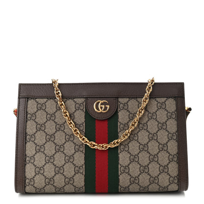 Gucci GG Supreme Monogram Web Small Ophidia Chain Shoulder Bag Brown 1 of 10