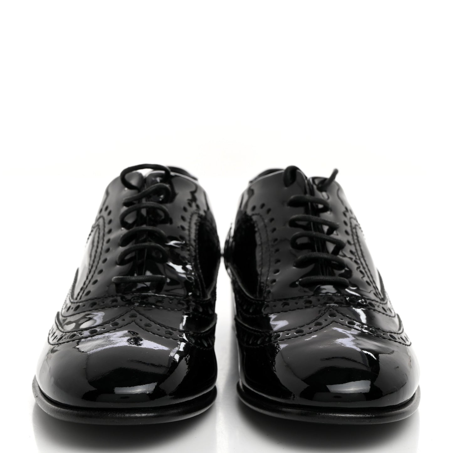 Patent Calfskin Lace Up Oxfords 35.5 Black