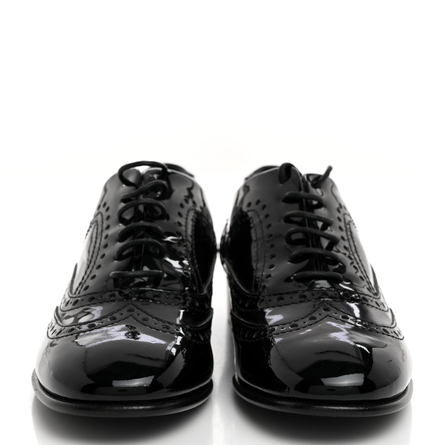 Chanel Patent Calfskin Lace Up Oxfords 35.5 Black 2 of 8