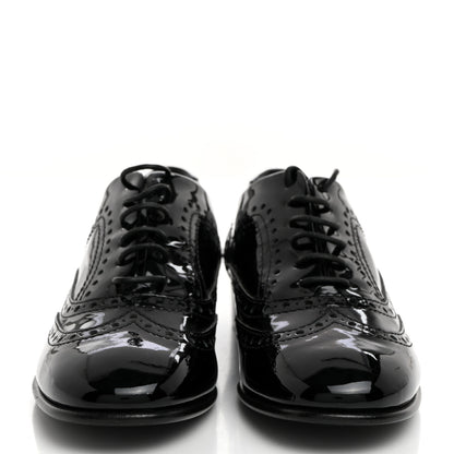 Chanel Patent Calfskin Lace Up Oxfords 35.5 Black 2 of 8