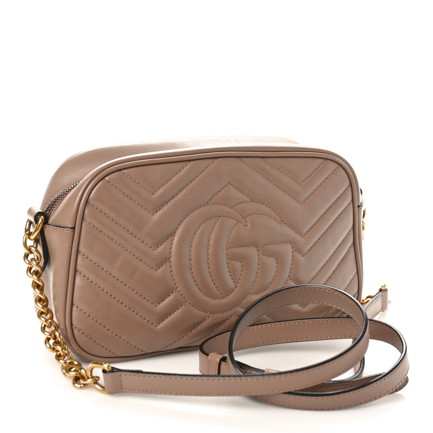 Gucci Calfskin Matelasse Small GG Marmont Chain Shoulder Bag Porcelain Rose 2 of 13
