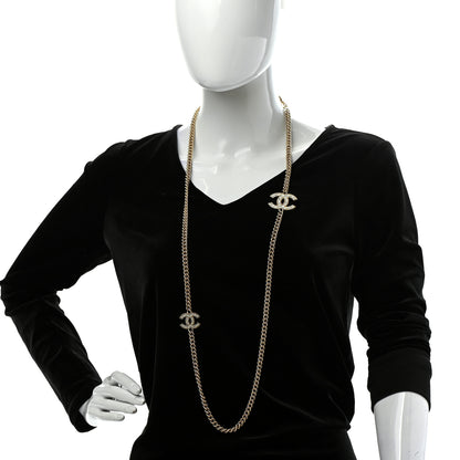 Chanel Metal Quilted CC Long Chain Necklace Gold Pearly White 2 of 5