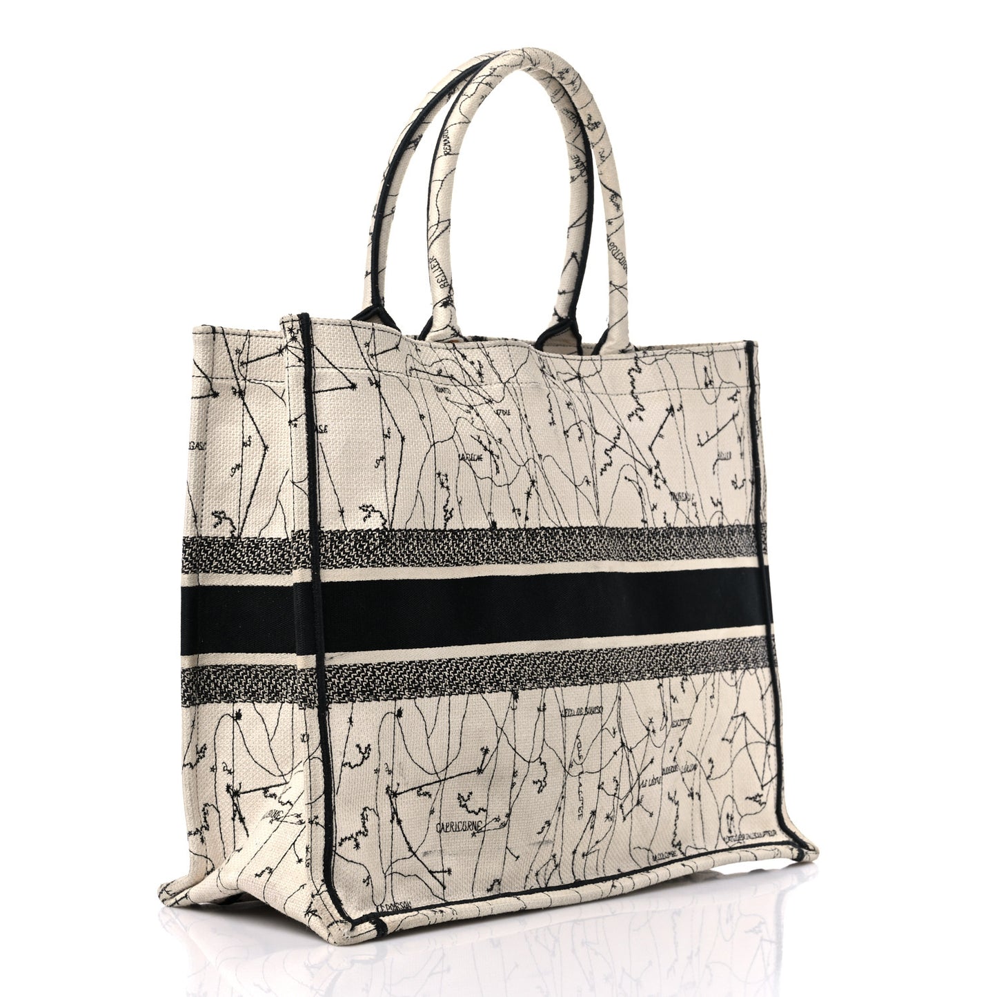 Canvas Embroidered Zodiac Book Tote Latte Multicolor