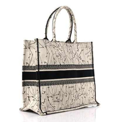 Christian Dior Canvas Embroidered Zodiac Book Tote Latte Multicolor 3 of 14