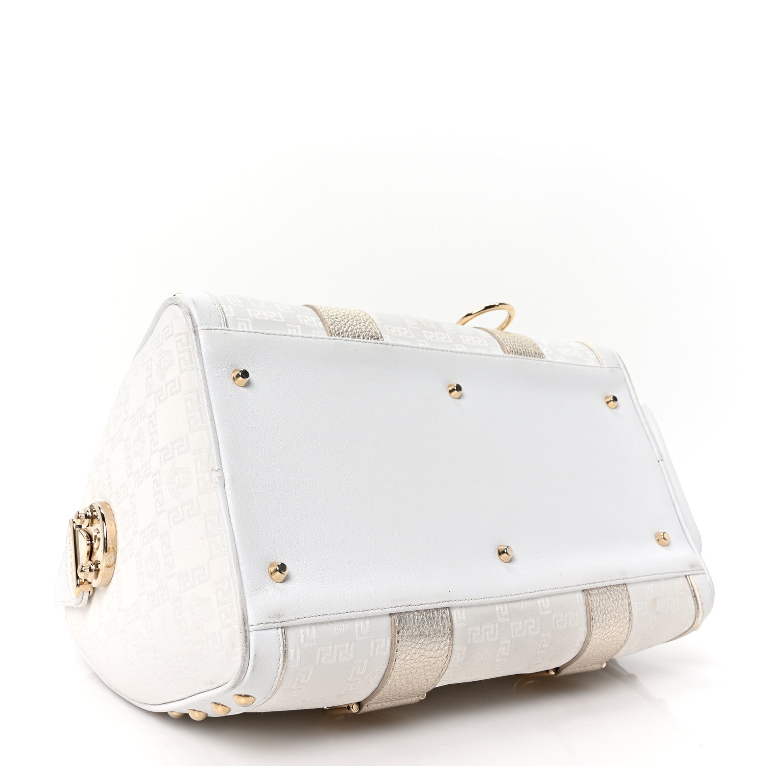 Versace Metallic Calfskin Canvas Snap Out Of It Bag White 4 of 9
