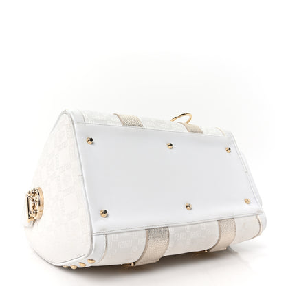 Versace Metallic Calfskin Canvas Snap Out Of It Bag White 4 of 9
