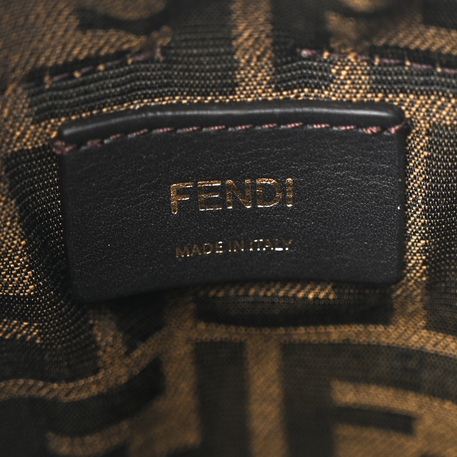 Fendi Paglia Chicco Riso Fabric Jacquard FF 1974 Vitello Grace Mini Step Out Bucket Bag Alchemy Tabacco Brandy 6 of 10