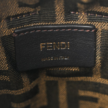 Fendi Paglia Chicco Riso Fabric Jacquard FF 1974 Vitello Grace Mini Step Out Bucket Bag Alchemy Tabacco Brandy 6 of 10