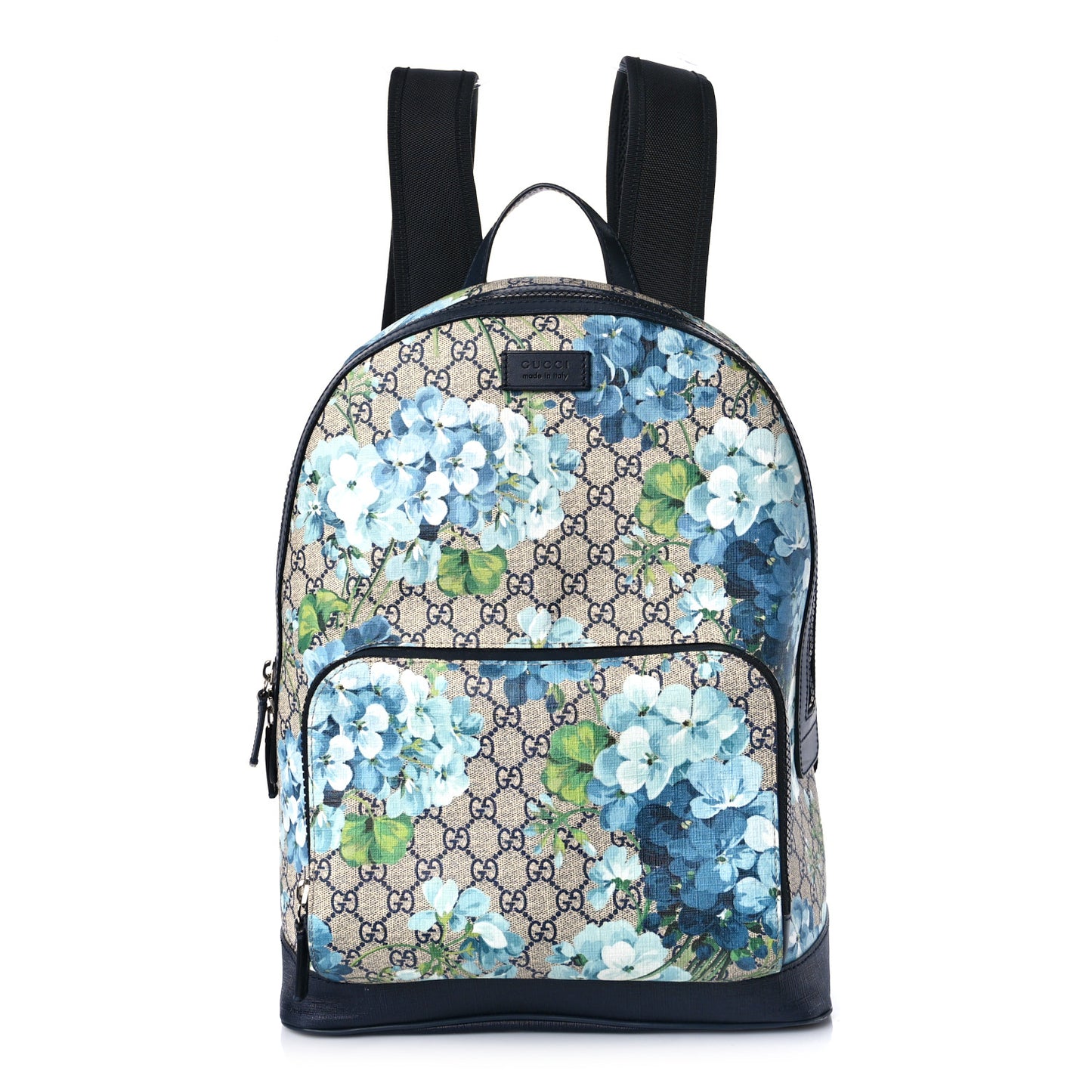 GG Supreme Monogram Blooms Medium Day Backpack Beige Blue Navy