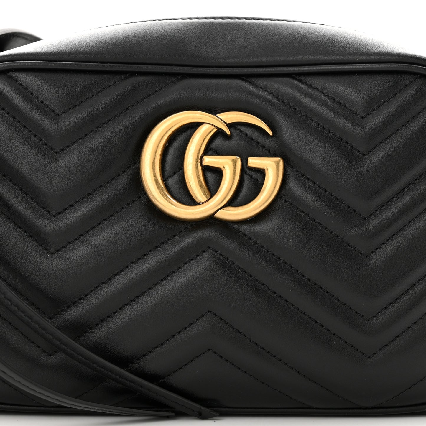 Calfskin Matelasse Small GG Marmont Chain Shoulder Bag Black
