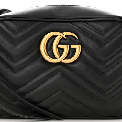Gucci Calfskin Matelasse Small GG Marmont Chain Shoulder Bag Black 8 of 12