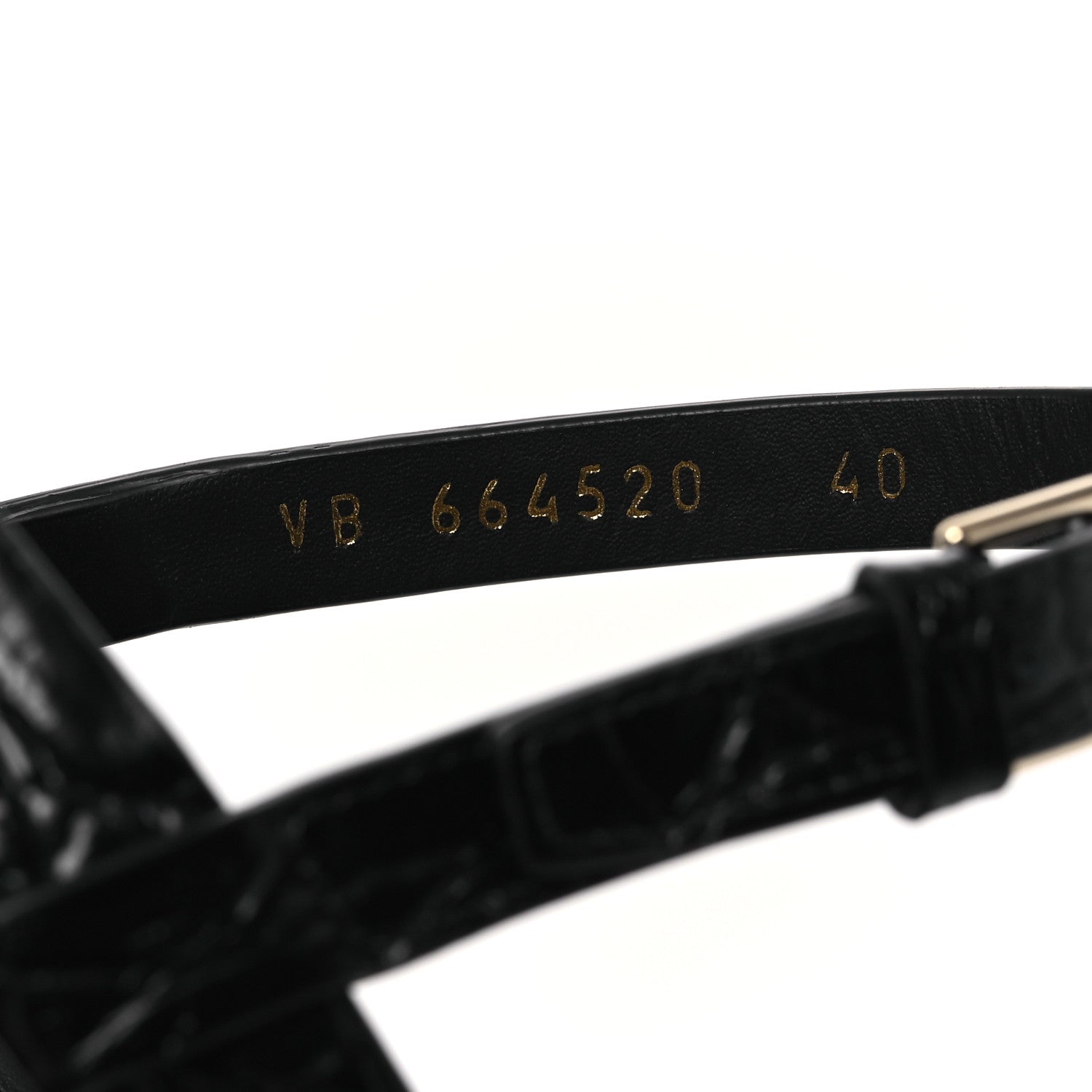 Saint Laurent Calfskin Crocodile Embossed Cassandra Monogram Sandals 40 Black 10 of 12