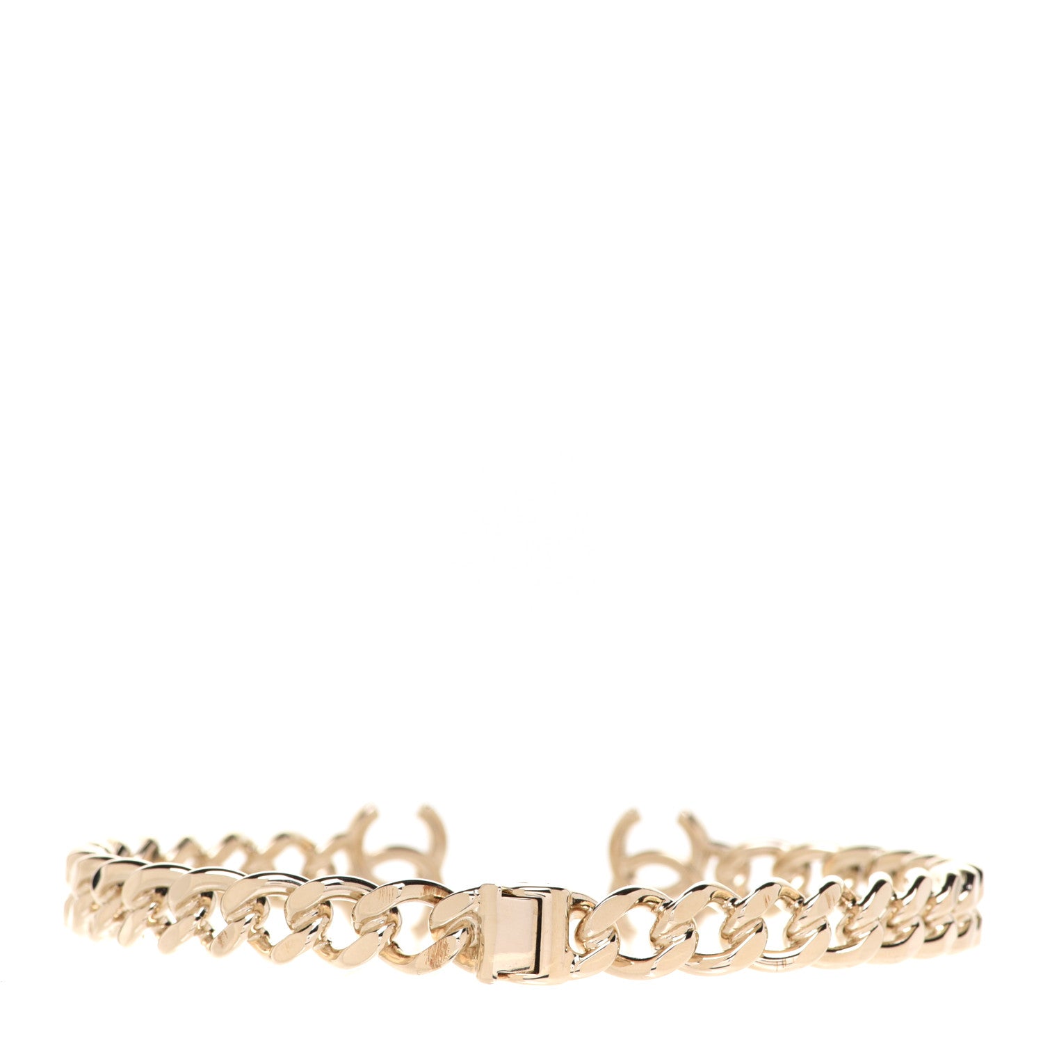 Chanel Metal CC Chain Link Choker Necklace L Gold 3 of 5