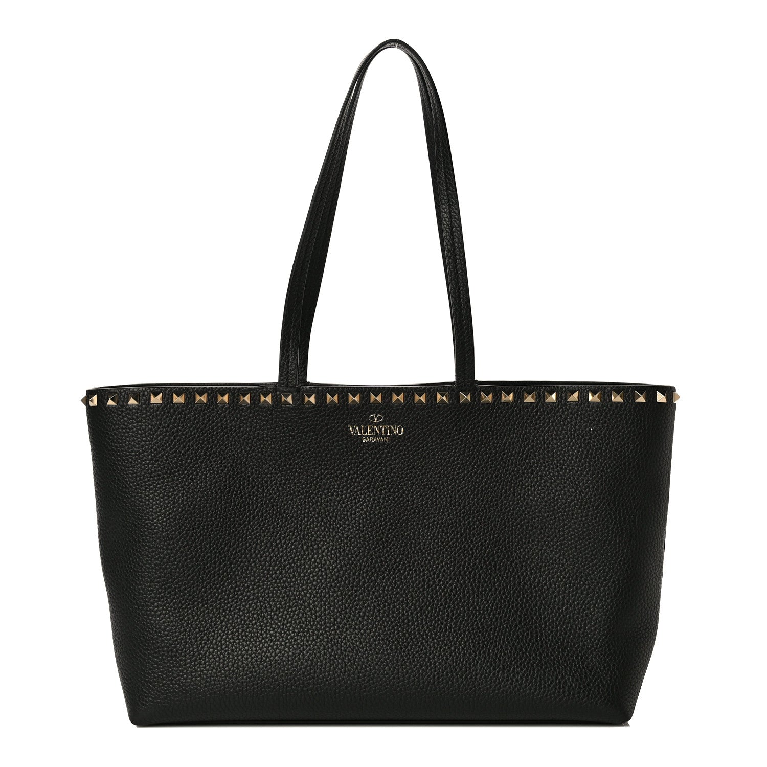Valentino Garavani Grained Calfskin Small Rockstud Shoulder Tote Black 1 of 11